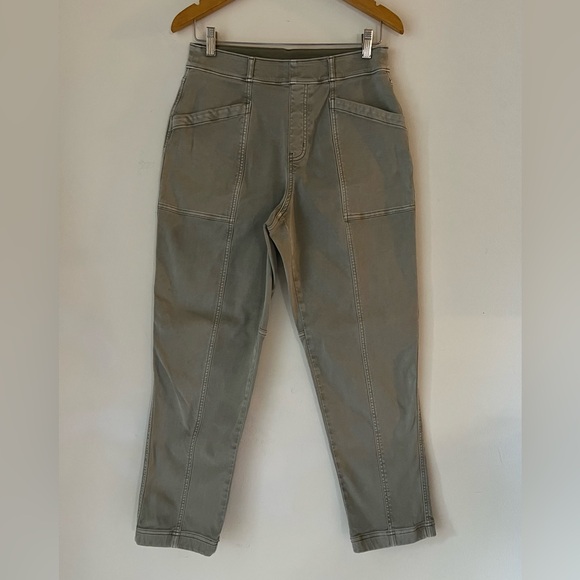 SPANX Stretch Twill Straight Leg Pull on Pants Size L in Olive Green - Picture 3 of 11